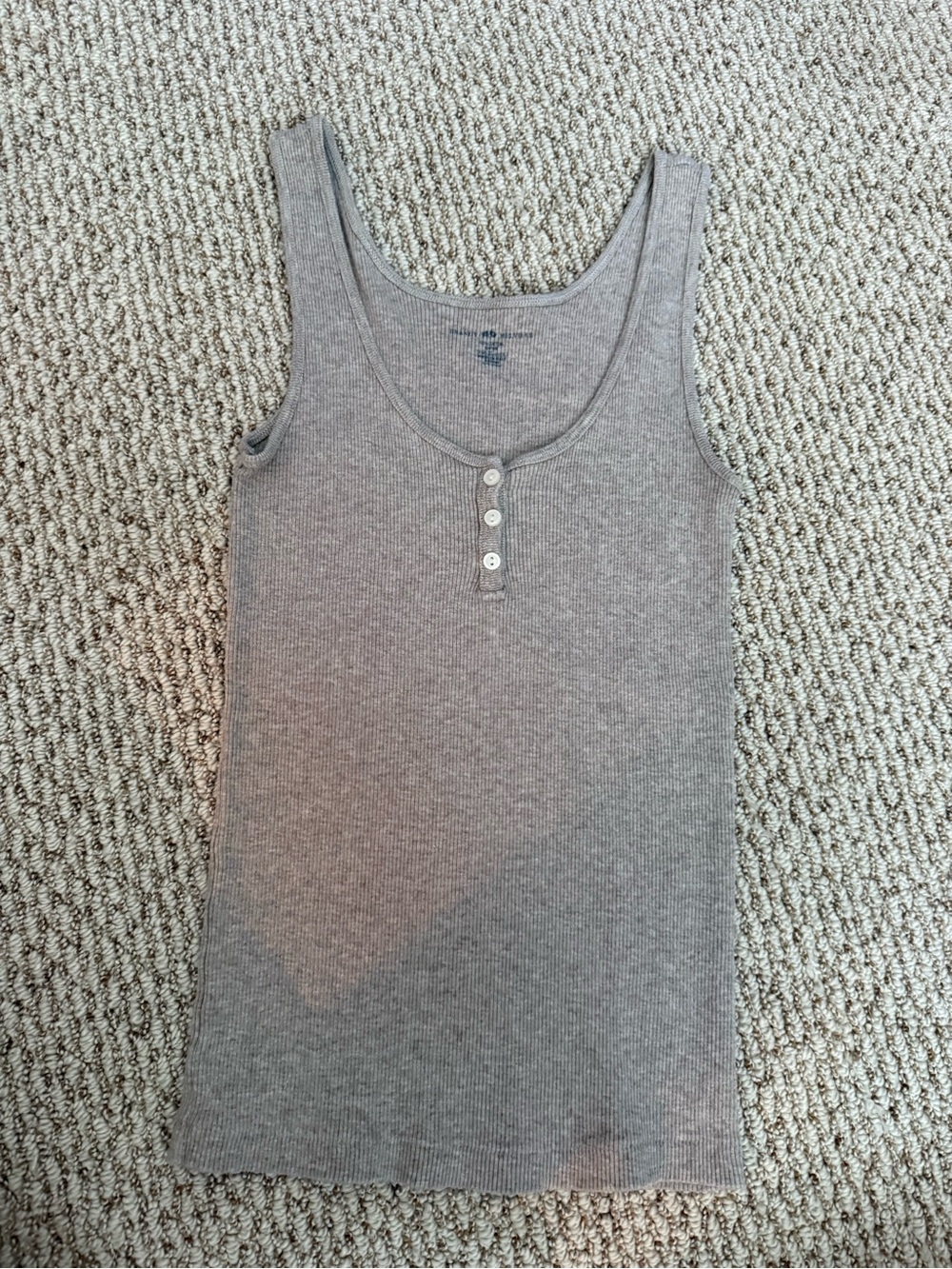Brandy Melville Taupe Ribbed Henley Tank